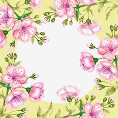 Vector seamless pattern with cherry blossom.