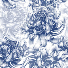 Vektornahtloses Blumenmuster mit Chrysanthemenblumen. © marinavorona