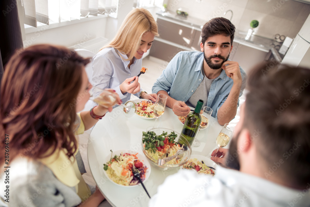 Canvas Prints Friends having lunch at home