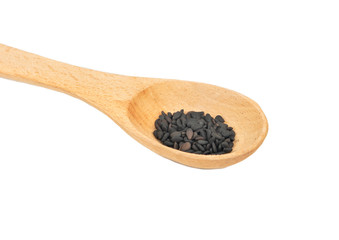 Black sesame in spoon