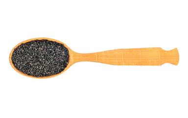 Black sesame in spoon