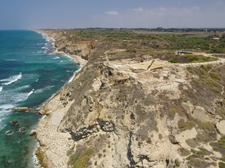 Aerial view of the Apollonia National Park southern side in Israel