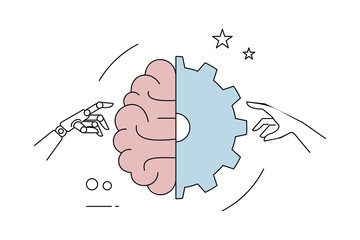 Artificial Intelligence in smartphones. AI logo. Isolated on white background. thin line.