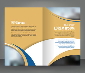 Vector empty bi-fold brochure print template design mustard - 287695570