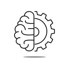 Artificial Intelligence in smartphones. AI logo. Isolated on white background. thin line.