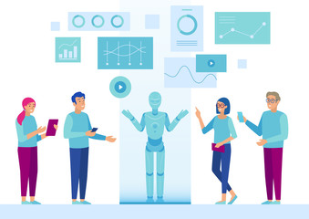 Obraz premium Artificial Intelligence and Human Communication.