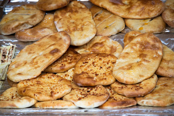 Georgian cuisine foodset from khachapuri view lavash bread food national