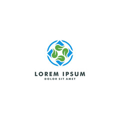 Eco leaf abstract flower logo design - vector