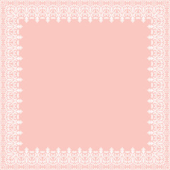 Classic square frame with white arabesques and orient elements. Abstract ornament with place for text. Vintage pattern