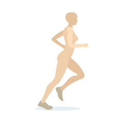 Running girl. Running female vector illustration. Jogging girl cartoon style character. Part of set. 