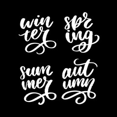 Colorful words - Spring, Summer, Autumn, Winter seasons lettering calligraphy