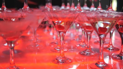 Champagne pyramid. Bubbles of champagne. Smoke of Champagne. Slide glasses with champagne. Champagne with cherries. Celebratory champagne.