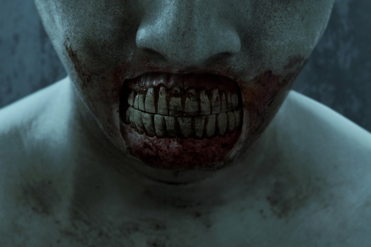 Close up of zombie mouth