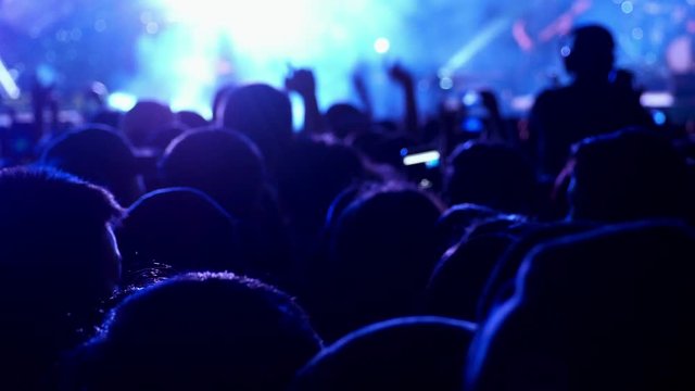 Unidentified crowed people having fun in music concert festival