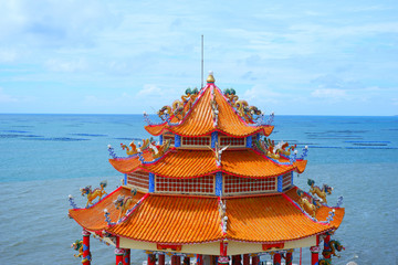 View of the roof of a temple in Thailand