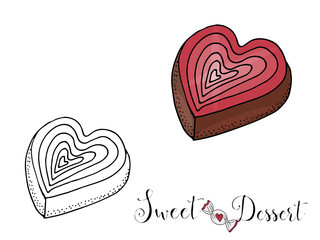 Vector isolated dessert with candy on the white background