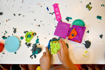 Plasticine and clay colorful workshop for kids