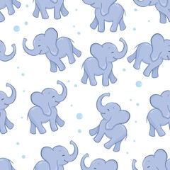 Seamless pattern with elephants. Animal simple pattern. Background of cute elephants. Vector flat for print.