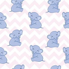 Seamless pattern with elephants. Animal simple pattern. Background of cute elephants. Vector flat for print.