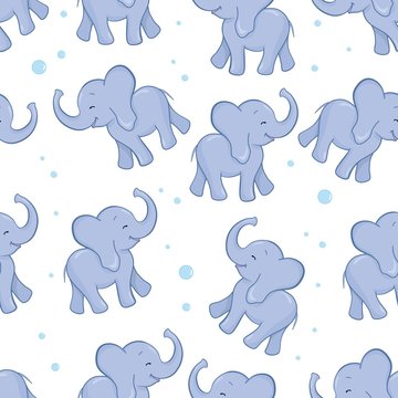 Seamless pattern with elephants. Animal simple pattern. Background of cute elephants. Vector flat for print. © Vladimir