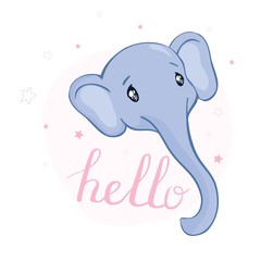 Cute card with elephant baby