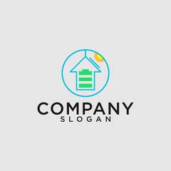 solar energy house logo vector
