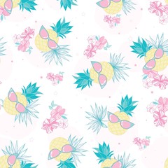 Fototapeta na wymiar seamless pattern with cute pineapple and watermelon
