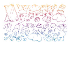 Children clothes. Background for babies, kids patterns.