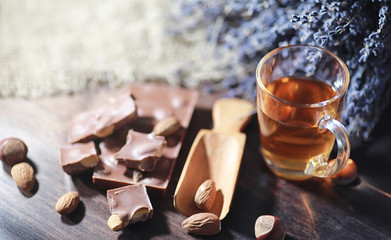 Brewed tea on a serving table
