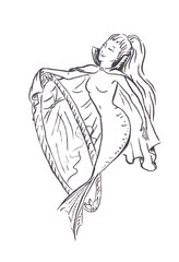 Mermaid vampire in cloak with no reflection in mirror Halloween costume