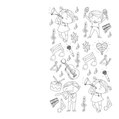 Fototapeta premium Music background for patterns. Vector illustration with musical instruments.