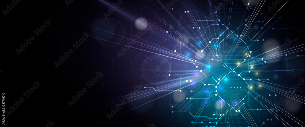 Wall mural abstract dna technology. science medical concept. futuristic background