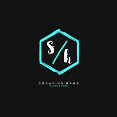 S H SH Initial logo template vector. Letter logo concept with background template.