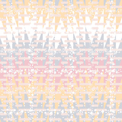 Modern vector seamless pattern with simple flowers and abstract chevron background. Fabric look geometric repeat in retro pastel colors with zig zag shapes