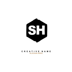 S H SH Initial logo template vector. Letter logo concept with background template.