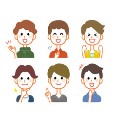 男性　アイコンセット　明るい表情