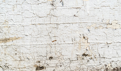 Cracked white paint texture background. Old wood texture with white peeling paint. Different fractures of paint. Background for text or design