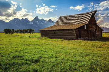 Fototapeta premium Sunlight on the Barn, Grand Teton National Park