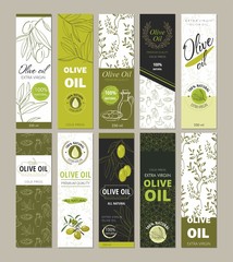 Set of templates packaging for olive oil bottles.  