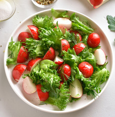 Radish salad with lettuce leaves