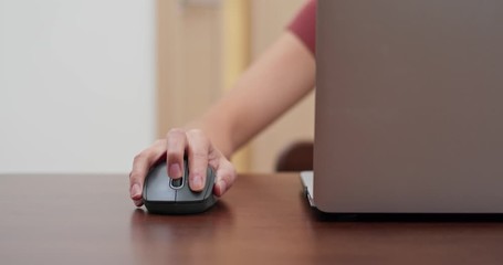 Woman work on computer at home