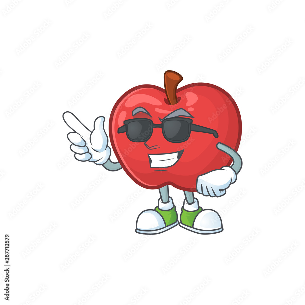 Sticker Super cool apple fruit character mascot for health dessert