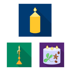 Vector illustration of candlelight and decoration symbol. Collection of candlelight and flame stock symbol for web.