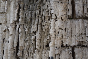 Detail of an old wall eroded by water