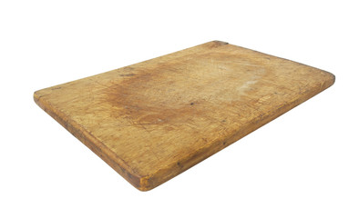 Grunge cutting board isolated on white  background
