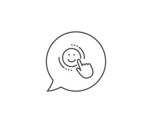 Obraz premium Smile line icon. Chat bubble design. Positive feedback rating sign. Customer satisfaction symbol. Outline concept. Thin line smile icon. Vector