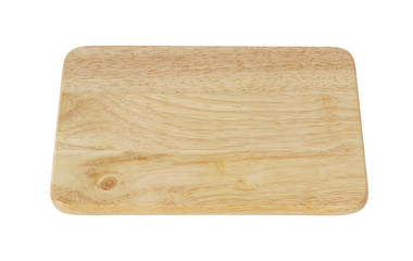 Wooden cutting board isolated on white background