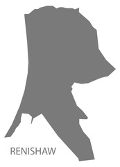 Renishaw grey ward map of North East Derbyshire district in East Midlands England UK