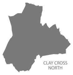Clay Cross North grey ward map of North East Derbyshire district in East Midlands England UK
