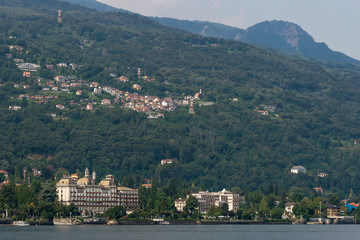 Beautiful panoramic view of Stresa on Lake Maggiore on a summer day, Piedmont, Italy